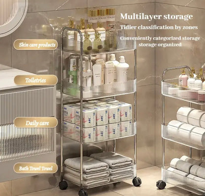 3/4 Layer Acrylic Trolley Storage Shelves trolley