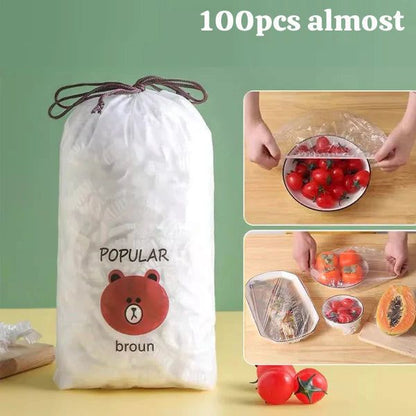 Pack of 100 Disposable Plastic Food Cover Bag