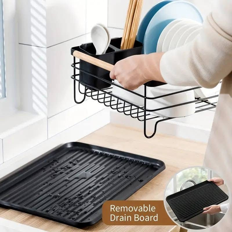 Wood Handle Dish Drain Rack