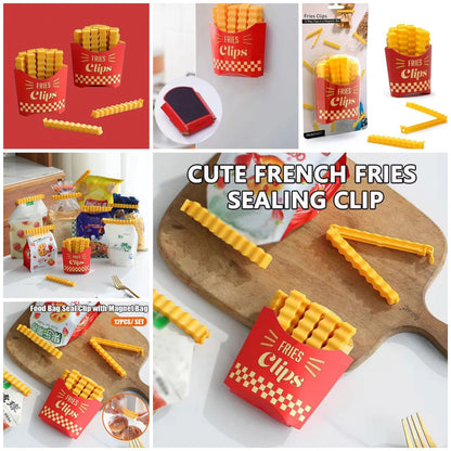 12 Pcs French Fries Sealing Clips with Fridge Magnet