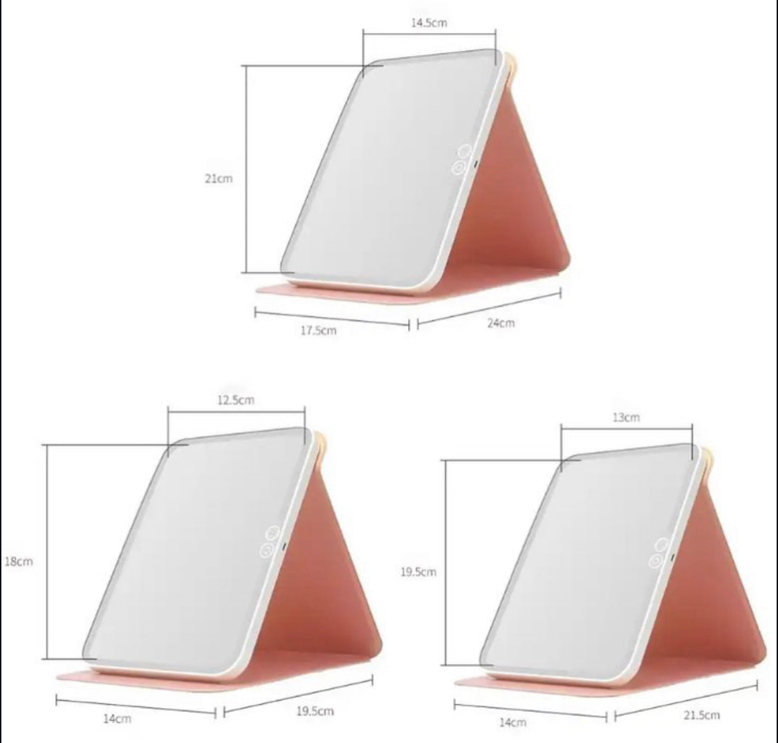 LED Foldable Makeup mirror USB Rechargeable 3 Modes Changeable Mirror