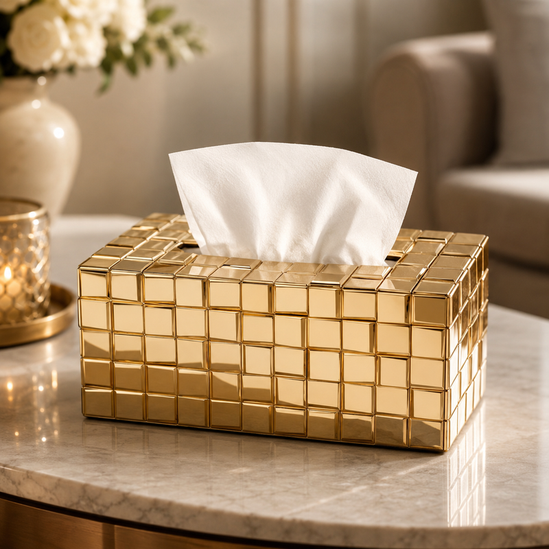 Golden Rectangular Tissue Box