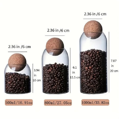 3 Pcs Wood Ball Storage Jars Set