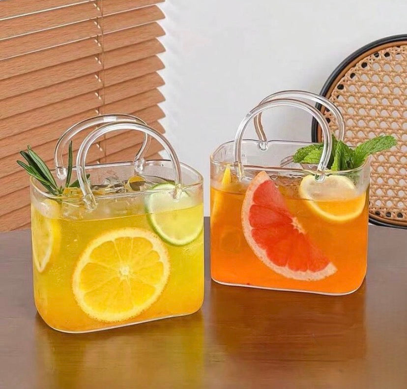 770ml Handbag Style Coffee Glass with Straw