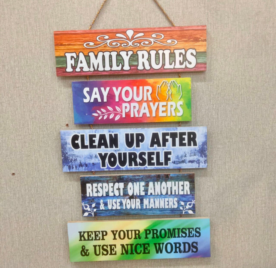 5 Steps Family Rules Wall Hangings For Home Decor