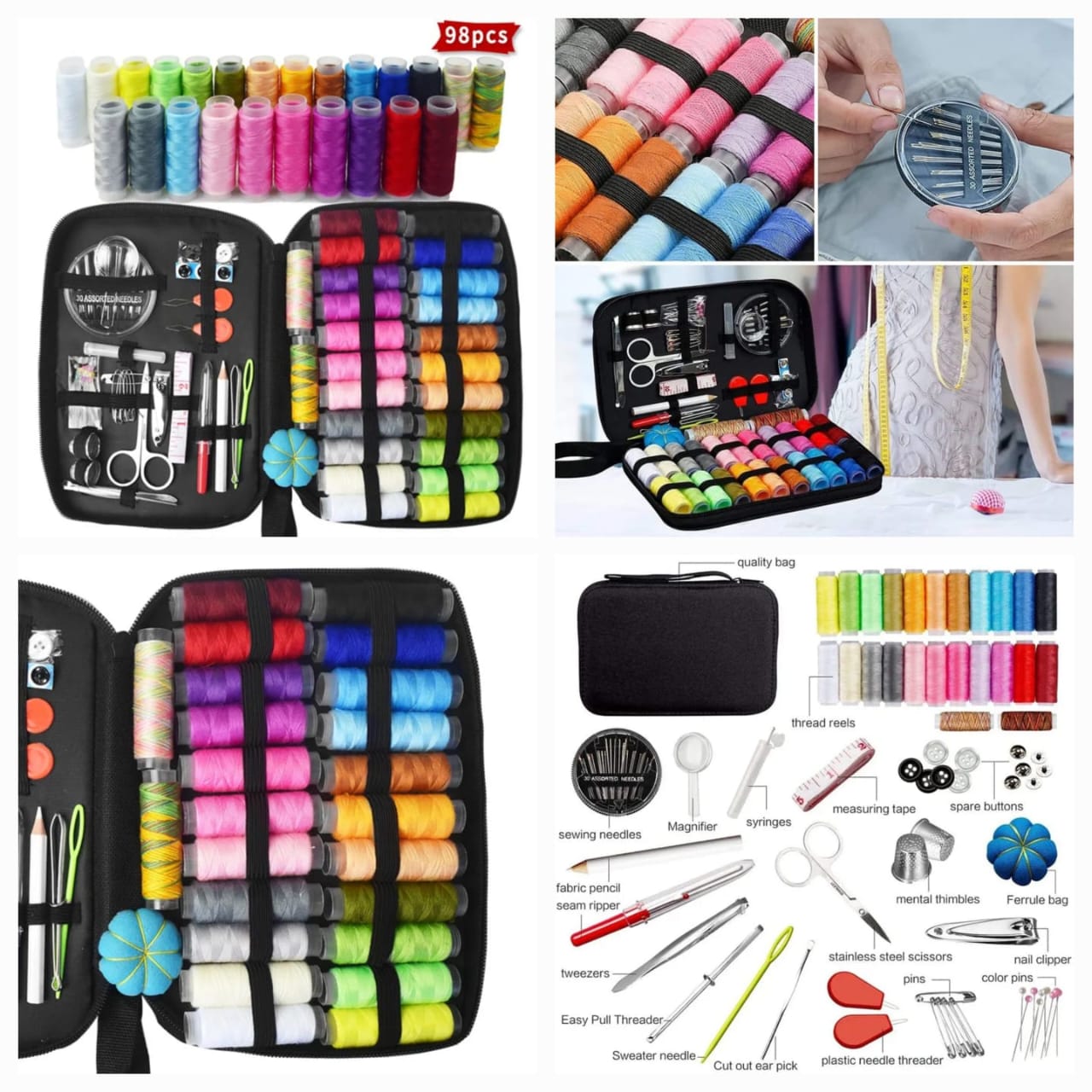 98Pcs Sewing Tool Kit With Black Bag