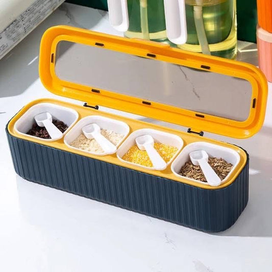 4 Grids Spice Box with Spoons