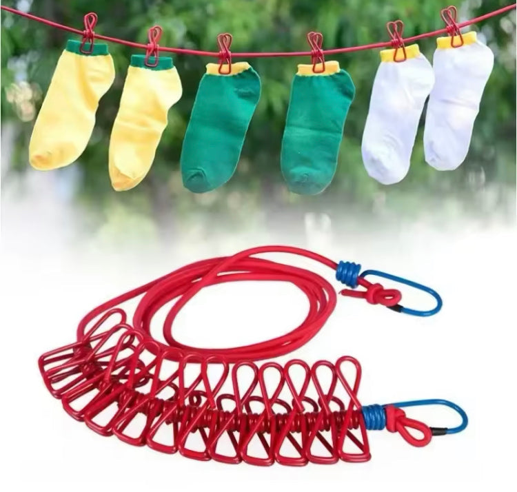 12 Clips Clothes Drying Rope