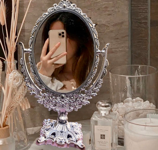 Silver Oval Shaped Makeup Mirror