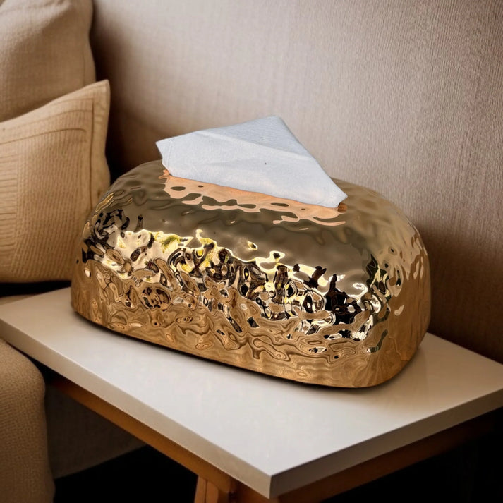 Golden Texture Design Tissue Box