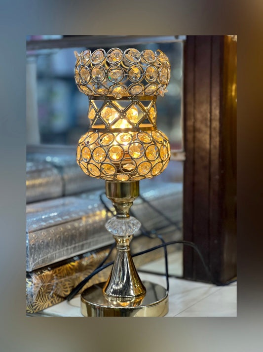 Crystal Golden Side Table Lamp