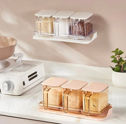 3 Pcs Wall-Mounted Acrylic Spice Box