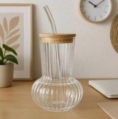 450ml Coffee Glass with Straw
