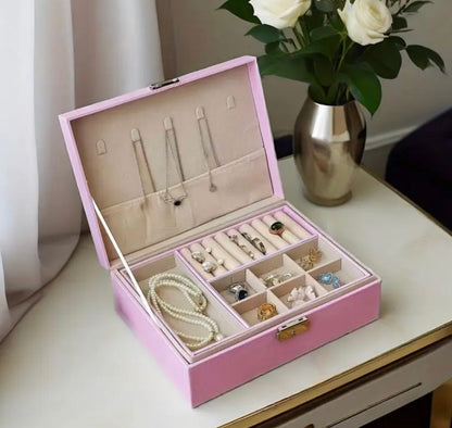2 Layer Leather Jewellery Box with Lock