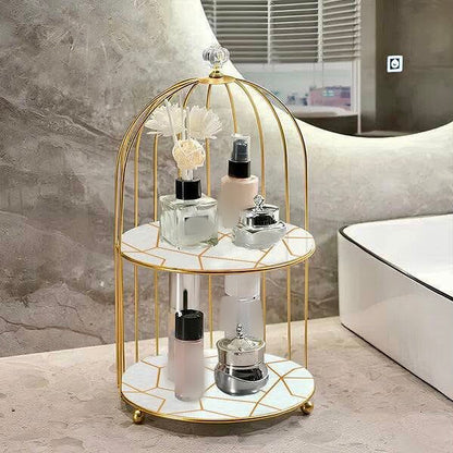 2 Layer Marble Cage Makeup Organizer