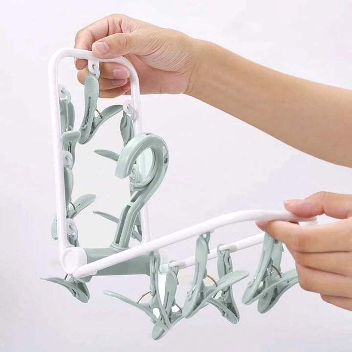 12 Clips Foldable Clothes Drying Hanger