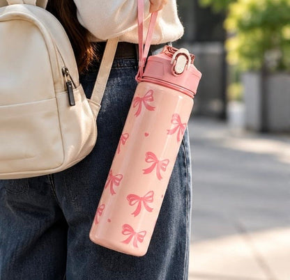 800ml Girls Bow Design Water Bottle