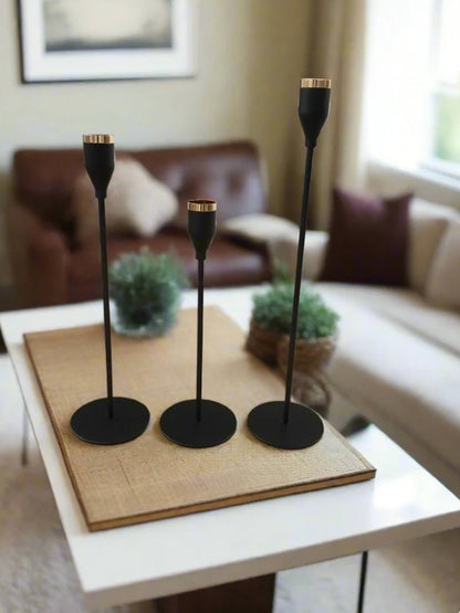 3 pcs Metal Candle Holder Black Colour