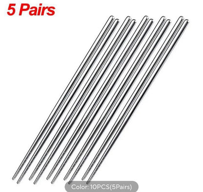 5 Pairs Stainless Steel Chopsticks