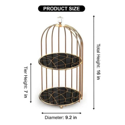 2 Layer Marble Cage Makeup Organizer