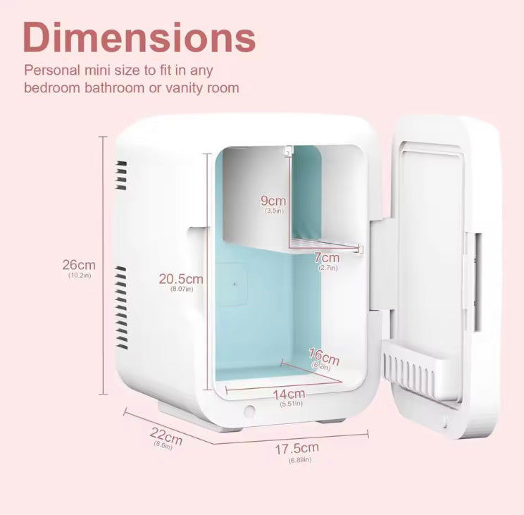 4L Makeup Fridge with 3 Colours Light with Mirror