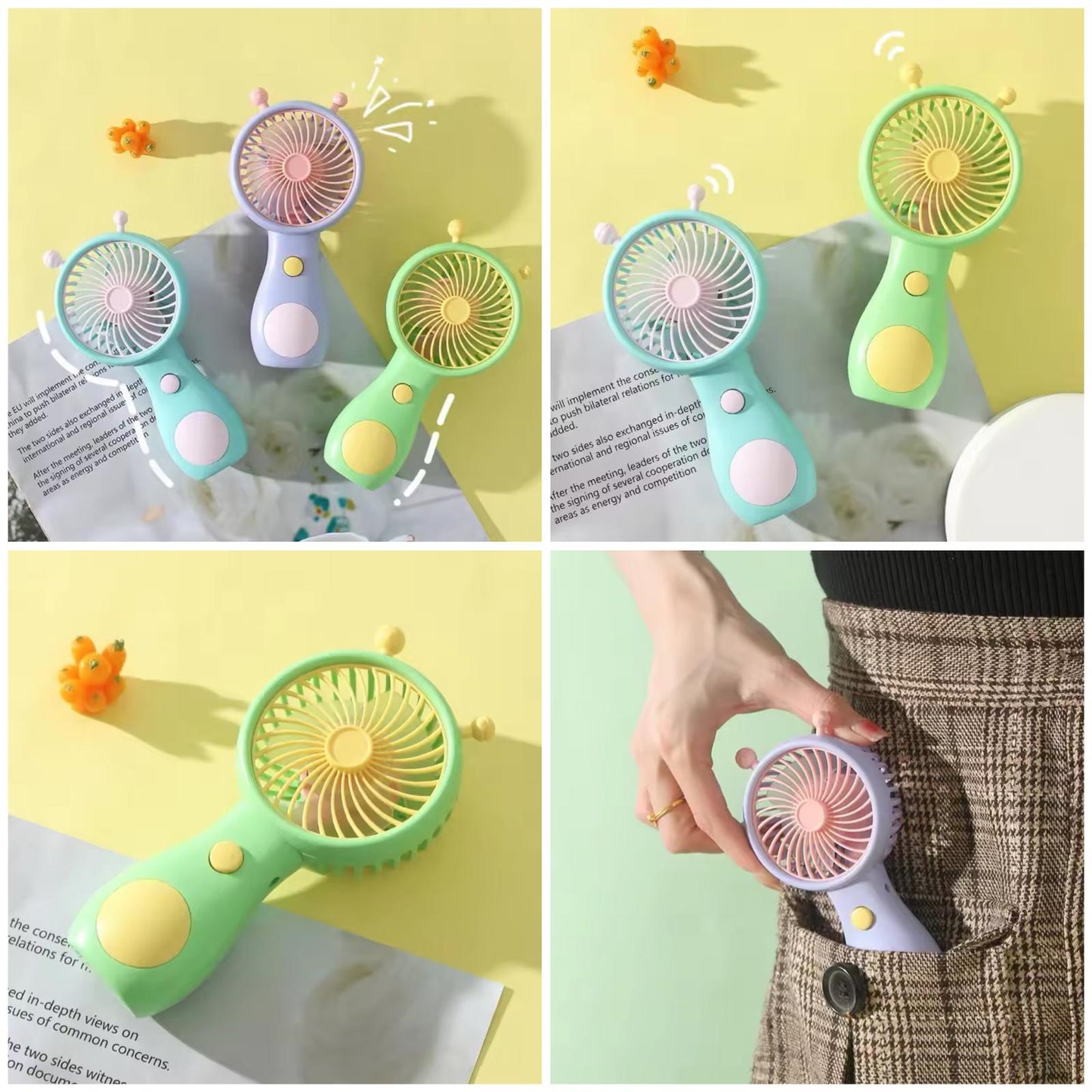 1PC Cute Snail Rechargeable Fan