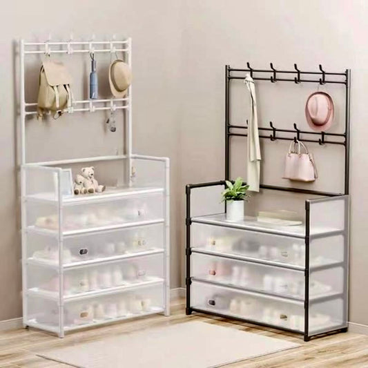 Dustproof Shoe Rack with Hanging Hooks