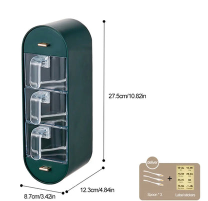 Wall-Mounted 3 Grids Spice Rack