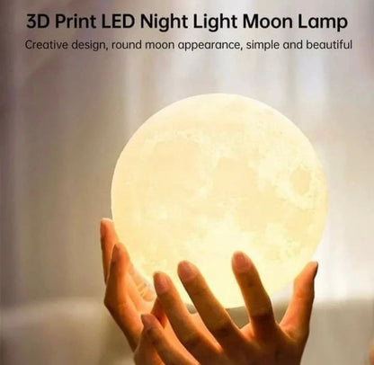 Moon Lamp Rechargeable with 7 Lights & Wooden Stand