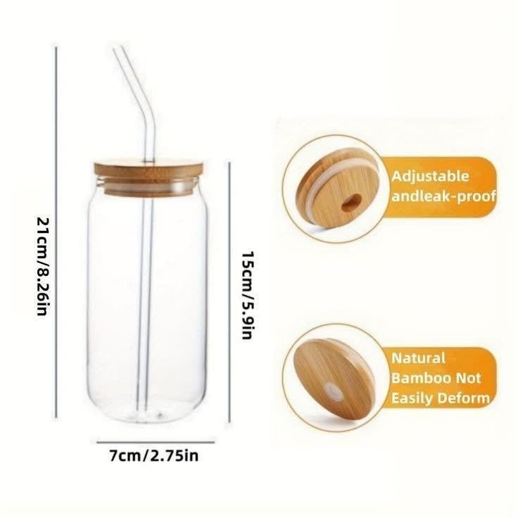500ml Round Coffee Glass with Straw