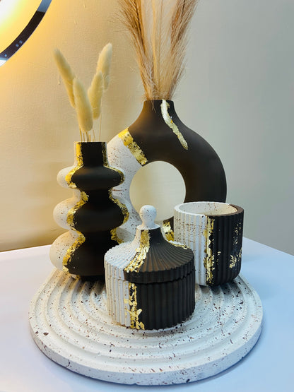 5 Pcs Brown Donut Vase Decor Set