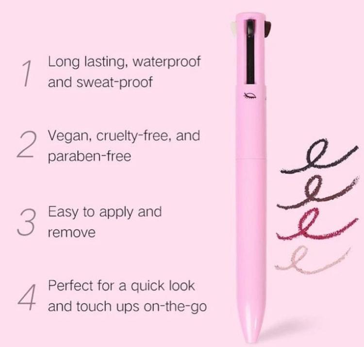 4 in 1 Makeup Pen (eyebrow pencil, Lip liner, eye liner and highlighter)