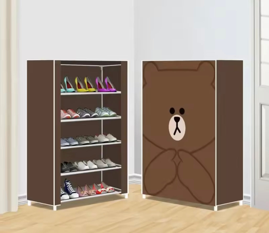 6 Layer Printed Dustproof Shoes Rack