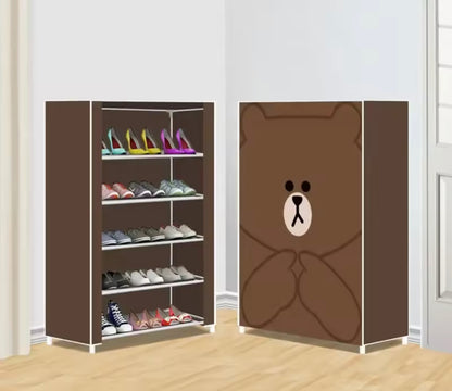 6 Layer Printed Dustproof Shoes Rack