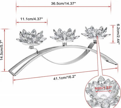 3 Pcs Crystal Lotus Candle Stand