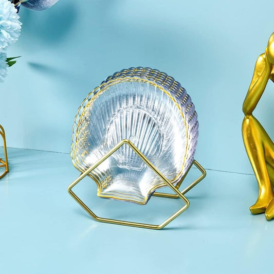 8 Pcs Acrylic Sea Shell Plates with Stand