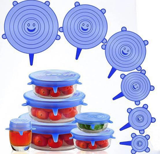 Pack of 6 Silicone Food Cover Lids