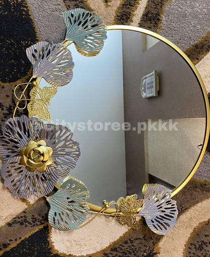 Nordic Golden Metal Wall Mirror Motif For Wall Decoration