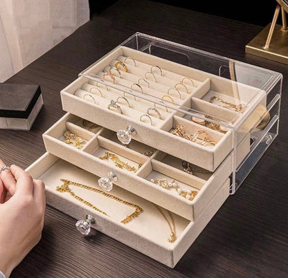 Large Capacity Acrylic 3 Layer Jewellery Organizer