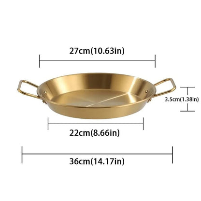Golden Stainless Steel Round Serving Tray