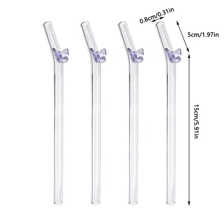 Pack of Butterfly Glass Drinking Straw