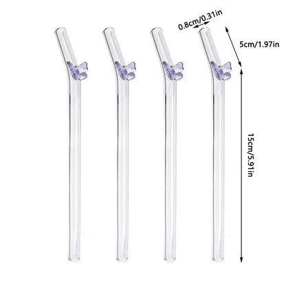 Pack of Butterfly Glass Drinking Straw