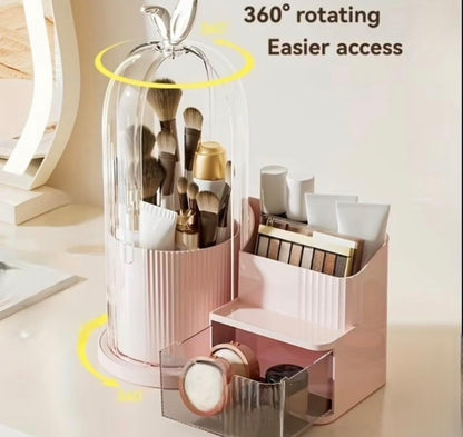 Rotating Brush Holder with Drawer Organizer