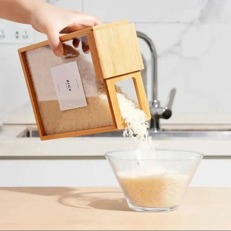 Wooden Rice & Cereal Jar with Magnetic Lid