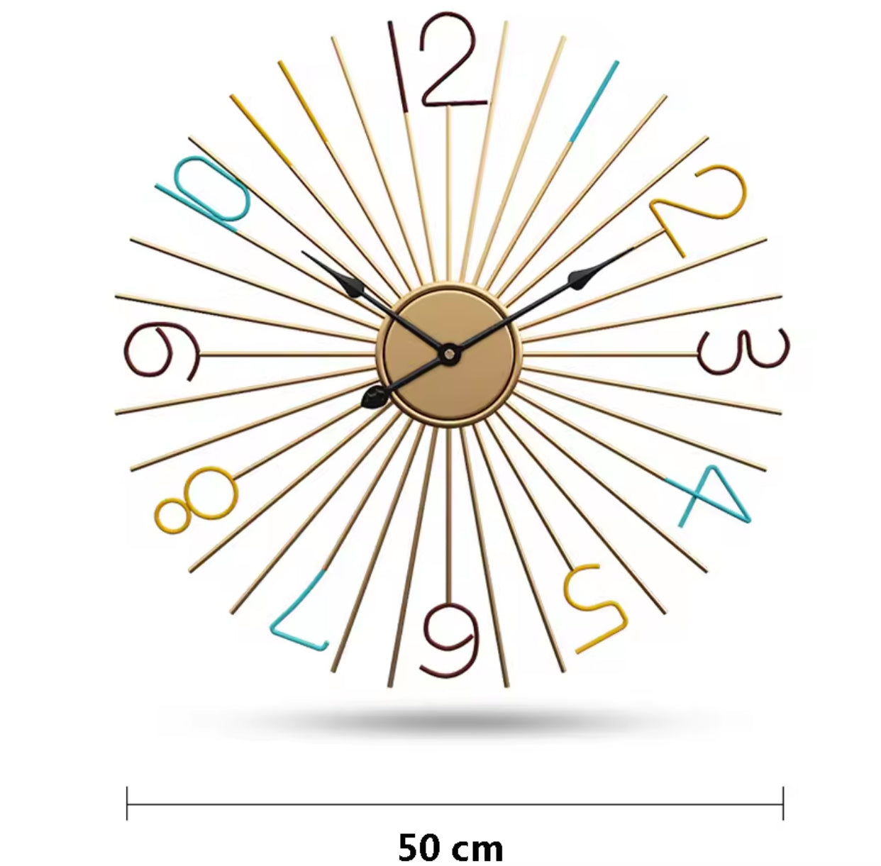 Golden Colourful Digit Wall Clock