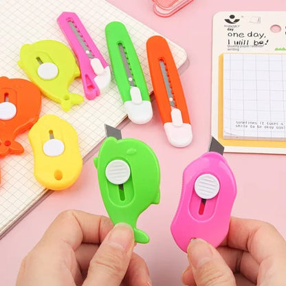 Pack Of 2 Colorful Mini Cartoon Stationery Use Cutter.