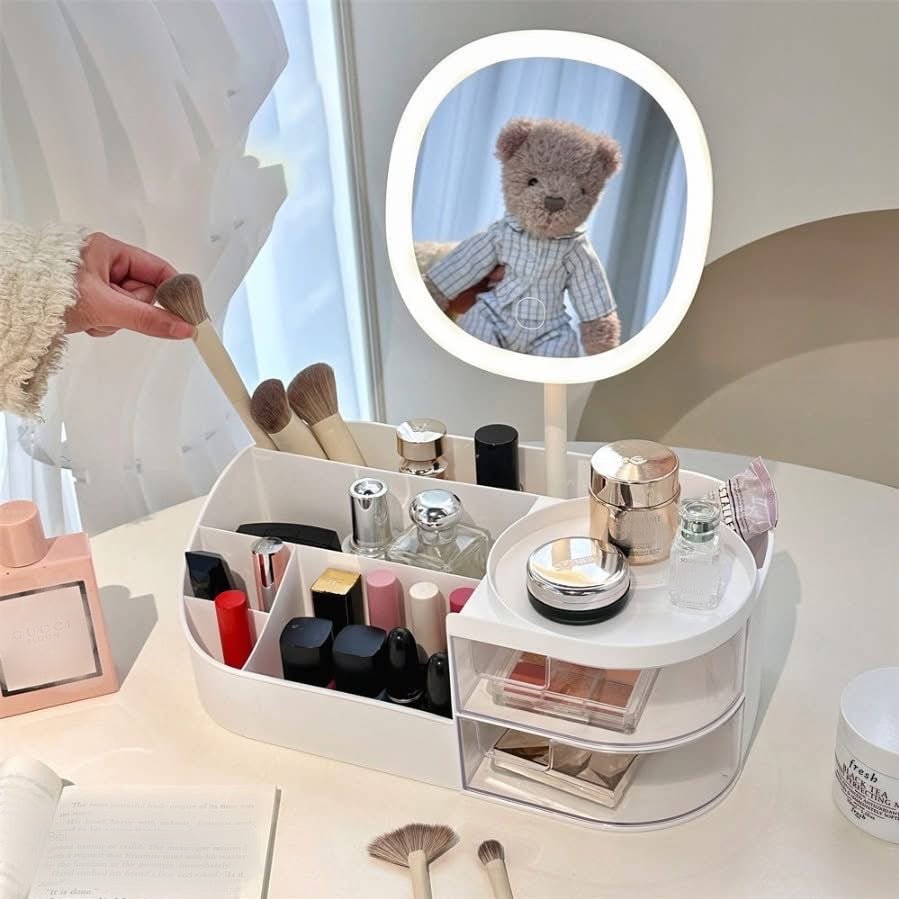 Makeup Cosmetic Organizer with Mirror and Light