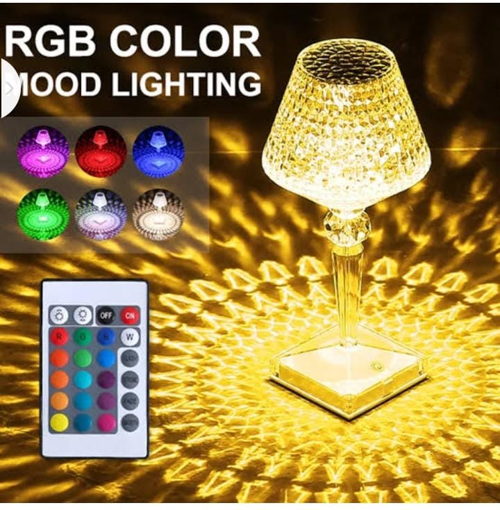 Rechargeable Diamond Table Lamp with Many Colours Changeable with Remote Control