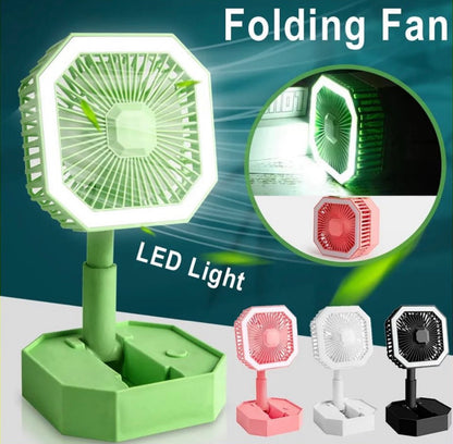 LED Light Foldable USB Fan Desktop Rechargeable Fan