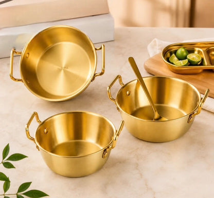 Stainless Steel Golden Ramen Bowl with Handle